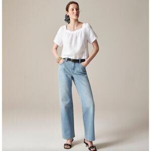 J.Crew Lower Rise Full Length Slim Wide Jean Blue Synniva Wash Relaxed US 27 NWT